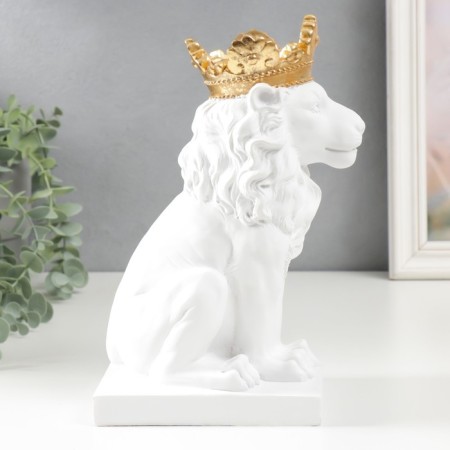 Souvenir Polystone SPRAGE "White Leo in the Golden Crown" 24.5x14x11.5 cm-1