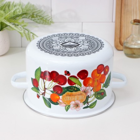 Cylindrical “cherries”, 5.5 l, with a lid, induction, white color, white-2