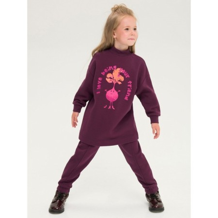 Sweatshirt for girls, height 98 cm, burgundy color-5