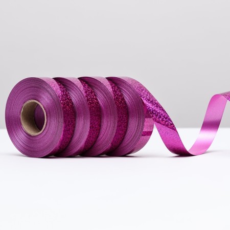 Holographic tape for decor and gifts, raspberry, 2 cm x 50 m-1