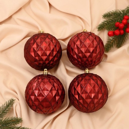 Set of balls plastic D-10 cm, 4 pcs "grain" red