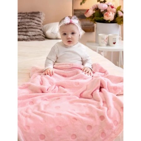 Blanket - "peas" bedspread, size 100x118 cm, pink color