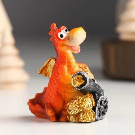 Polystone souvenir "Dragon with coins and cannon" MIX 5.8x4x5.6 cm-1