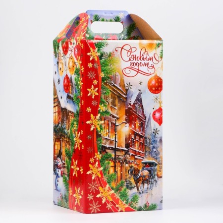 Box Gift New Year Castle New Year's city 16.2 x 37.7 x 16 cm-1