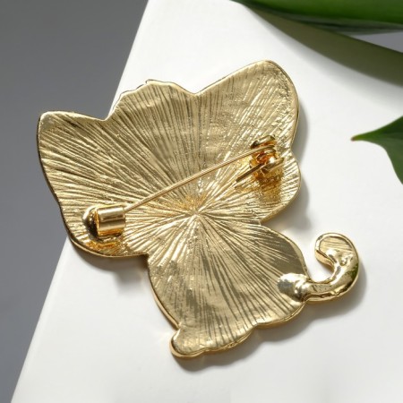 Brooch "Kit" with big eyes, black color in gold-2