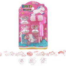 Printing color “unicorns”, set of 3 pcs., Film-flip with 2 nozzles, stamp pillow