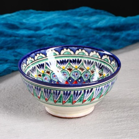 Rishtan ceramics "flowers" 15 cm, small, blue
