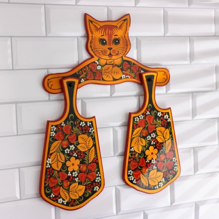Set of cutting boards "Kotik", 2 pcs, Khokhloma