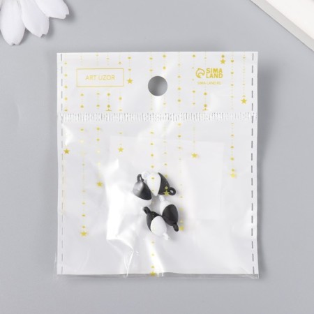 Magnetic metal lock "heart" black and white 2 pcs 1.2x1.2 cm-3