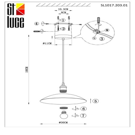 Suspension lamp ST LUCE. SL1017.203.01. Romo. 1x60 W, E27, 30x30 cm, black color-12