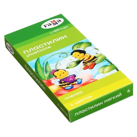 Plasticine soft (wax) 6 colors 90 g Gamma "bee", with a stack, cardboard packaging 280029n-4