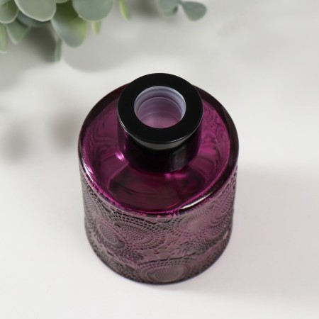 Diffusor for essential oils with a “flower” lid is a transparent violet 100 ml 6x6x8 cm-4