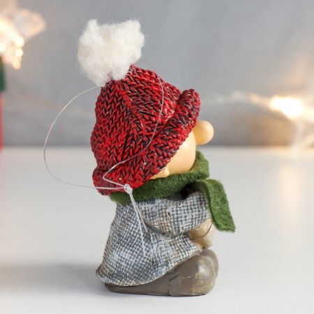 Souvenir Polystone Suspension "Boy in a red hat with a gift" 5.5x5x9 cm-1