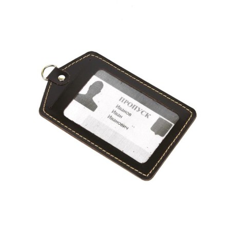 Case for passing, badge with pocket, brown dark smooth-1