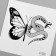 Tattoo on the body Black "Butterfly with a snake" 6x6 cm
