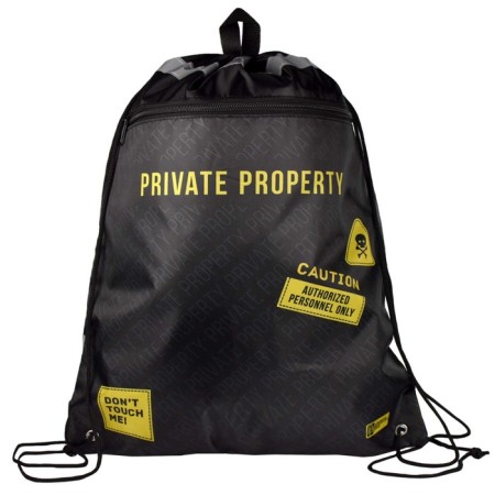 A bag for shoes with a pocket of 480 x 360 mm, Phoenix, a reflective strip, with a private handle "Private"