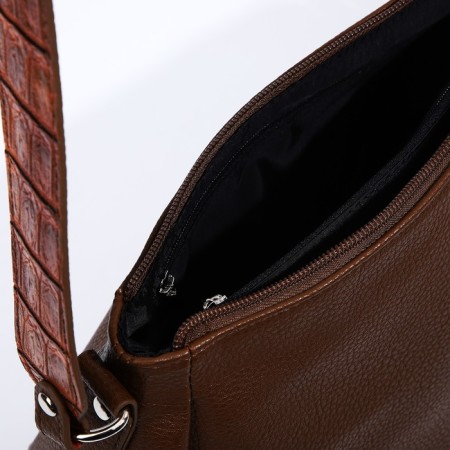 Bag Cross-Bodi Medvedkovo with a zipper, external pocket, brown color-4