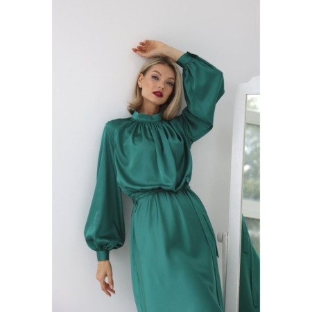 Midi silk dress with skirt-trap, size 52-1