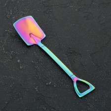A dessert spoon made of stainless steel Magistro “shovel”, length 15.5 cm, rectangular shape, chameleon color