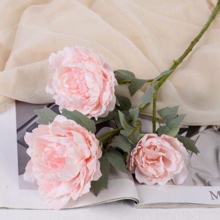 Artificial flowers "Lunar river peony" 12x85 cm, pink