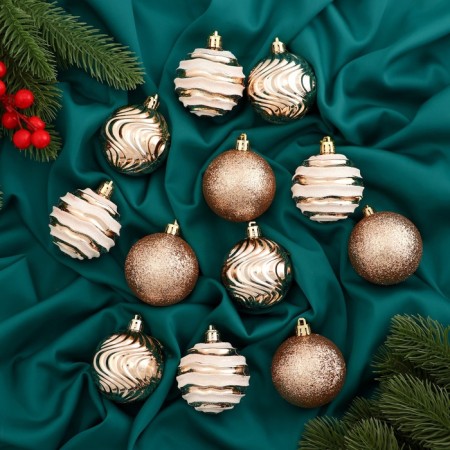 Set of balls plastic D-6 cm, 12 pcs "Melody" orbit, white-golden