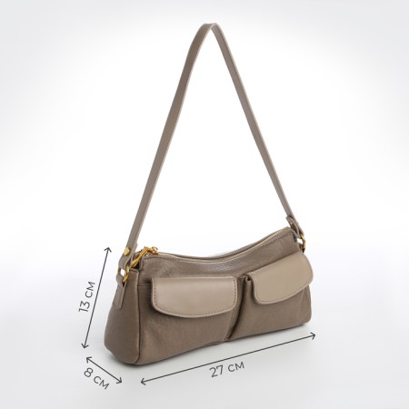 Female bag Textura, average size, beige-gray color-2