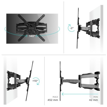 Onkron M5 bracket, for TV, sloping-in-housing, 37 "-70", 42-452 mm from the wall, white-2