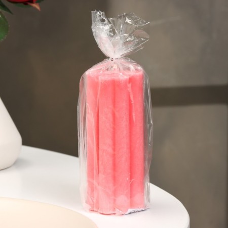 Candle-cylinder "four-leafer", 4.5x10.5 cm, pink, 6 hours-2