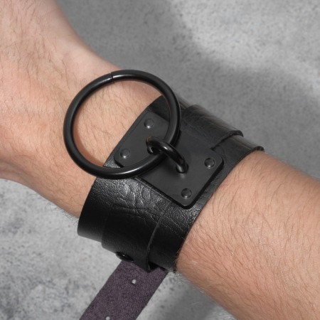 Bracelet "shackles", black color in ferrous metal, 31 cm-1