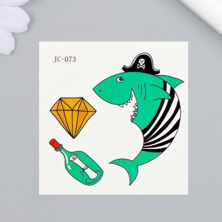 Tattoo on the body color "Shark-pirate" 6x6 cm