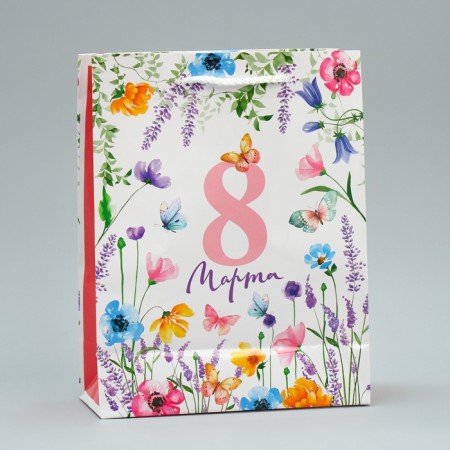 Gift package laminated, packaging, "flowers", MS 18 x 23 x 8 cm-4