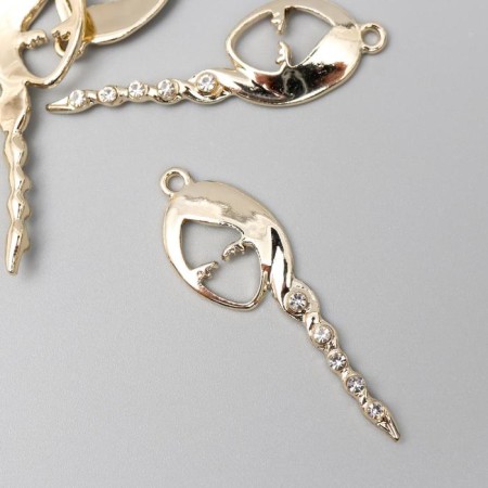 Decor for creativity Metal "Beauty with oblique" gold, rhinestones 3.5x1.2 cm