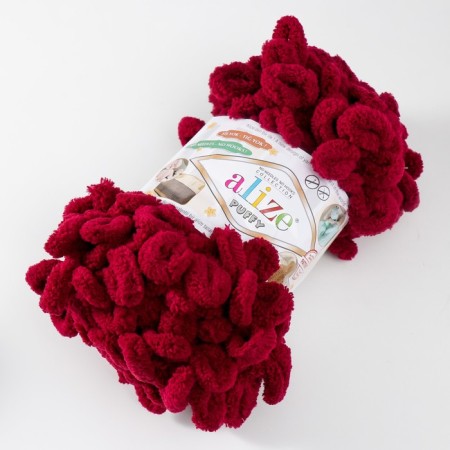 Yarn "Puffy" 100 % micropoliester 9m/100g (107 cherries)-1