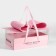 Gift box with a bow, handles and a transparent lid 35 x 21 x 15 cm pink