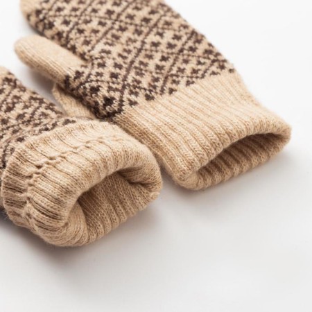 Women's mittens from the Mongol wool "patterns" Beige color, size 17-19-1