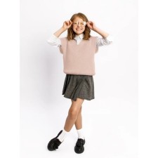 Vest for girls, height 134 cm, white-pink color