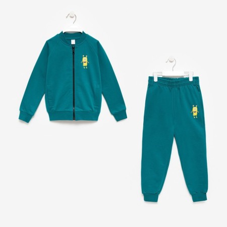 Kit (sweatshirt, trousers) for a girl, emerald color, height 122 cm-6