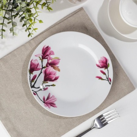 Plate ceramic dessert shade "Sakura", d = 19 cm, white color