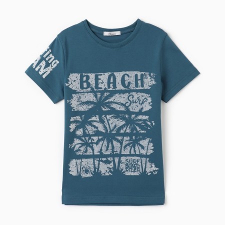 T -shirt for a boy, emerald color, height 134 cm