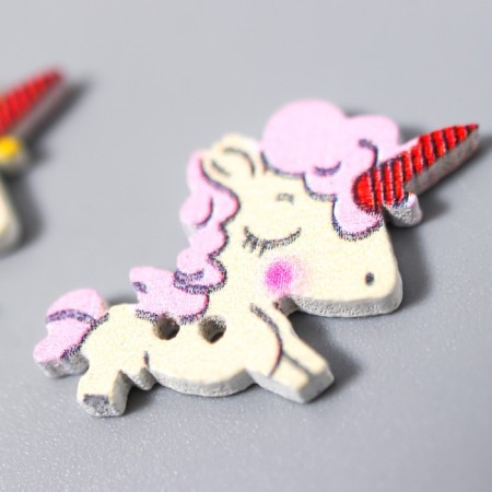Buttons wood for creativity 2 punctures of "unicorned" set of 15 pcs mix 1.6x2.5 cm-1