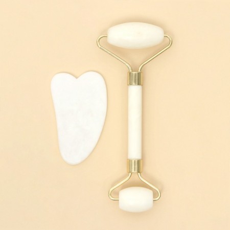 Set of massagers Guasha for the face "Inspecting", calcite, 14 x 20 cm,-1