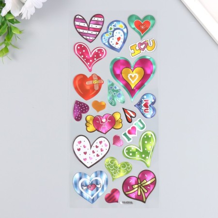 Sticker Plastic Holography "Hearts" 29x11 cm-1