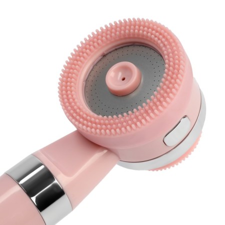 Shower watering can Zein Z3549, D = 60 mm, 3 modes, with rubber brushes, gel compartment, pink-5