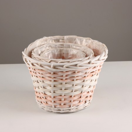 A set of paste of 3pcs, d25xh19cm, white/peach, willow-1