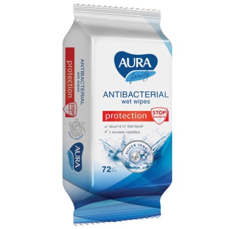 Wet napkins Aura Family, antibacterial, 72 pcs.-4