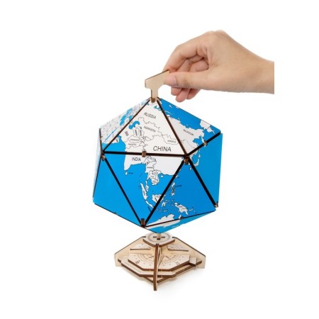 Designer Wooden 3D Ewa Globe Icosahedron with a secret (box, safe) blue-24