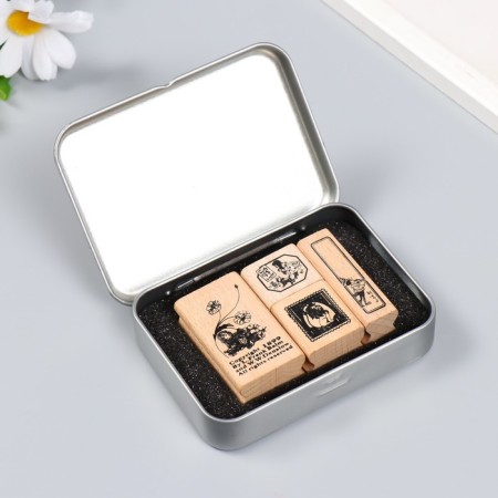 Printing a tree in a tin box "Welcome to a fairy tale" set of 4 pcs 7.5x10.5 cm