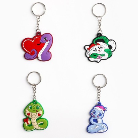 New Year keychain, for keys, rubber "New Year", mix, 4 pcs-1