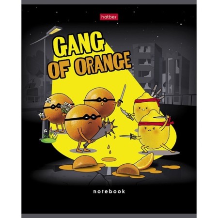 Notebook 48 sheets Cell "Orange Gang", cover coated cardboard, selective matte varnish, unit 65 g/m2, 5v mix-5