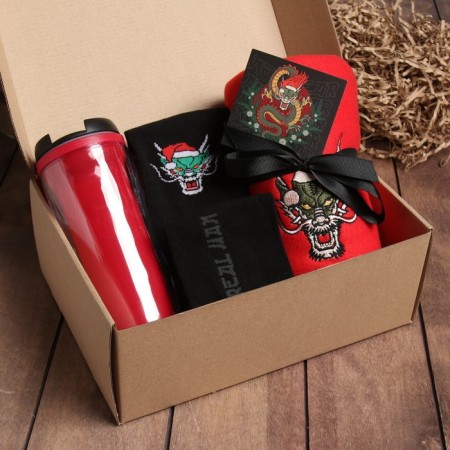Set of Gift "Dragon" blanket, socks (2 pairs), thermostatic
